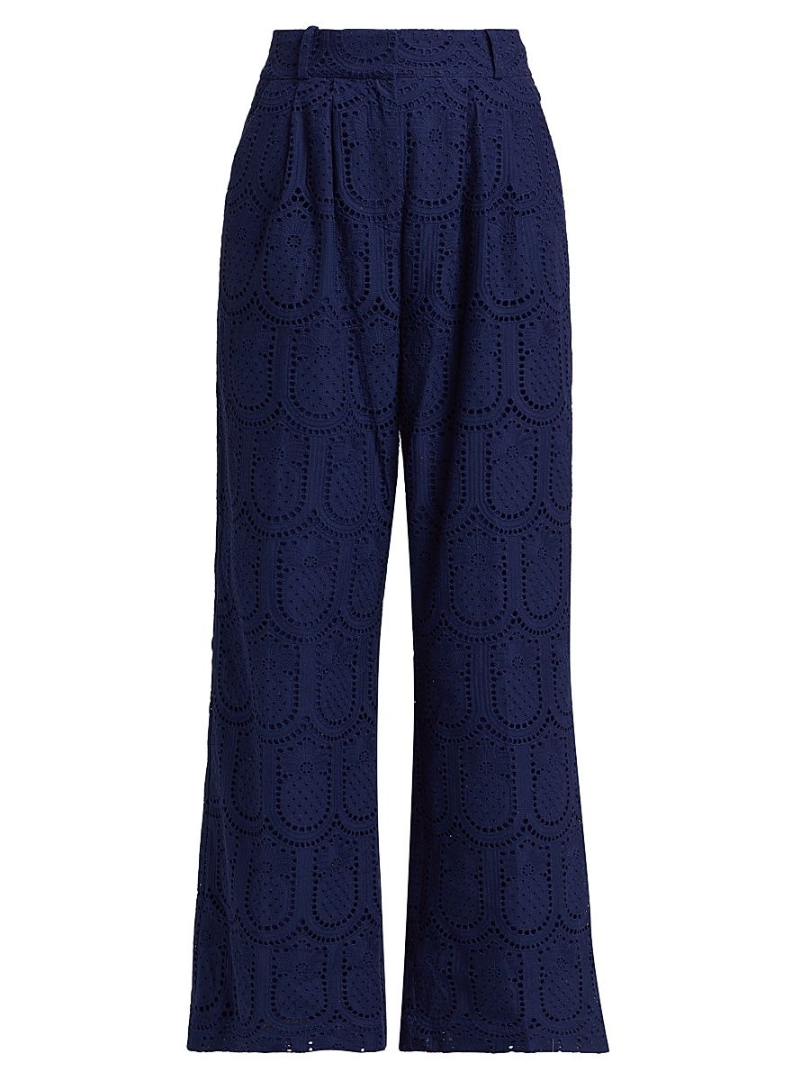 Women's Pineapple Eyelet Pants - Navy Blue - Size XS