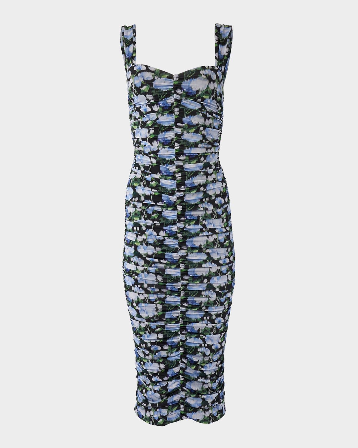 Floral Ruched Midi Dress