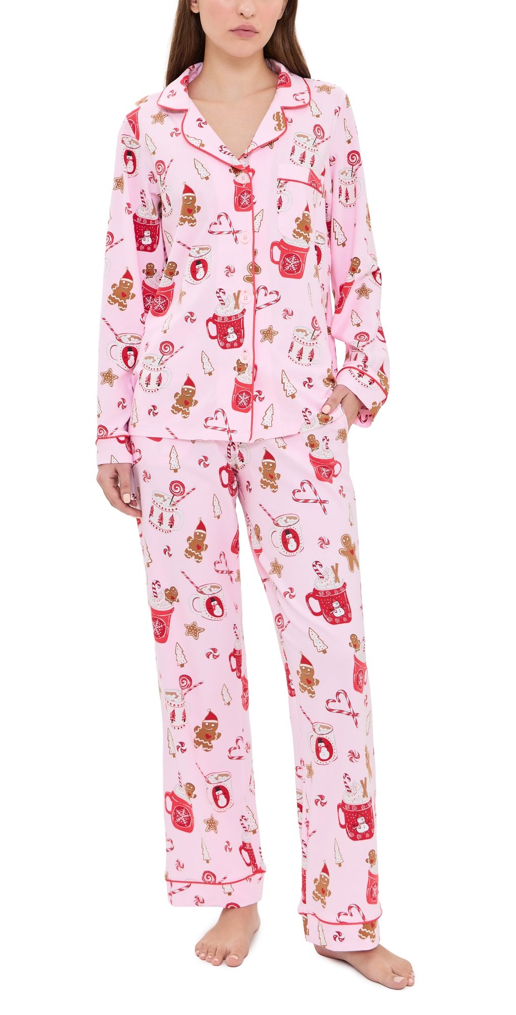BedHead PJs Long Sleeve Classic Pajama Set Candy And Cocoa M