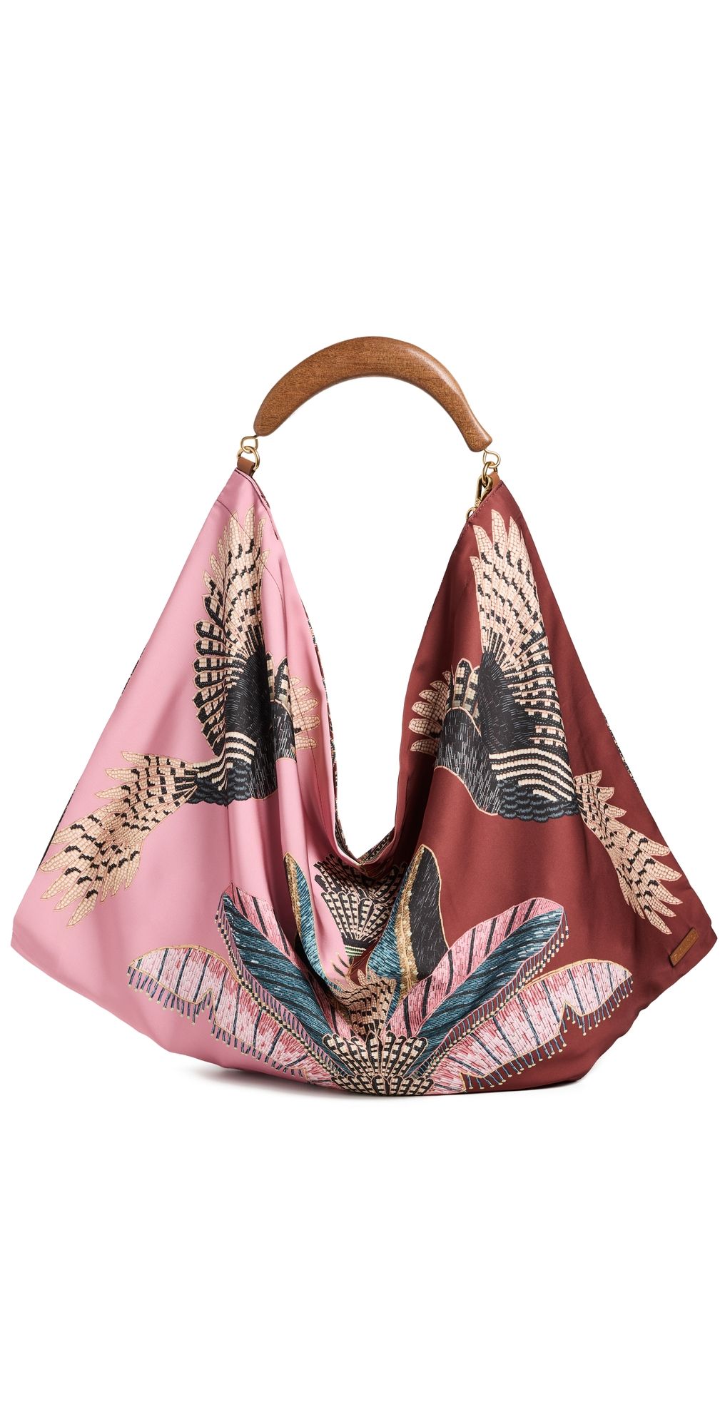 FARM Rio Large Scarf Hobo Bag Birds Refuge Dark Red One Size