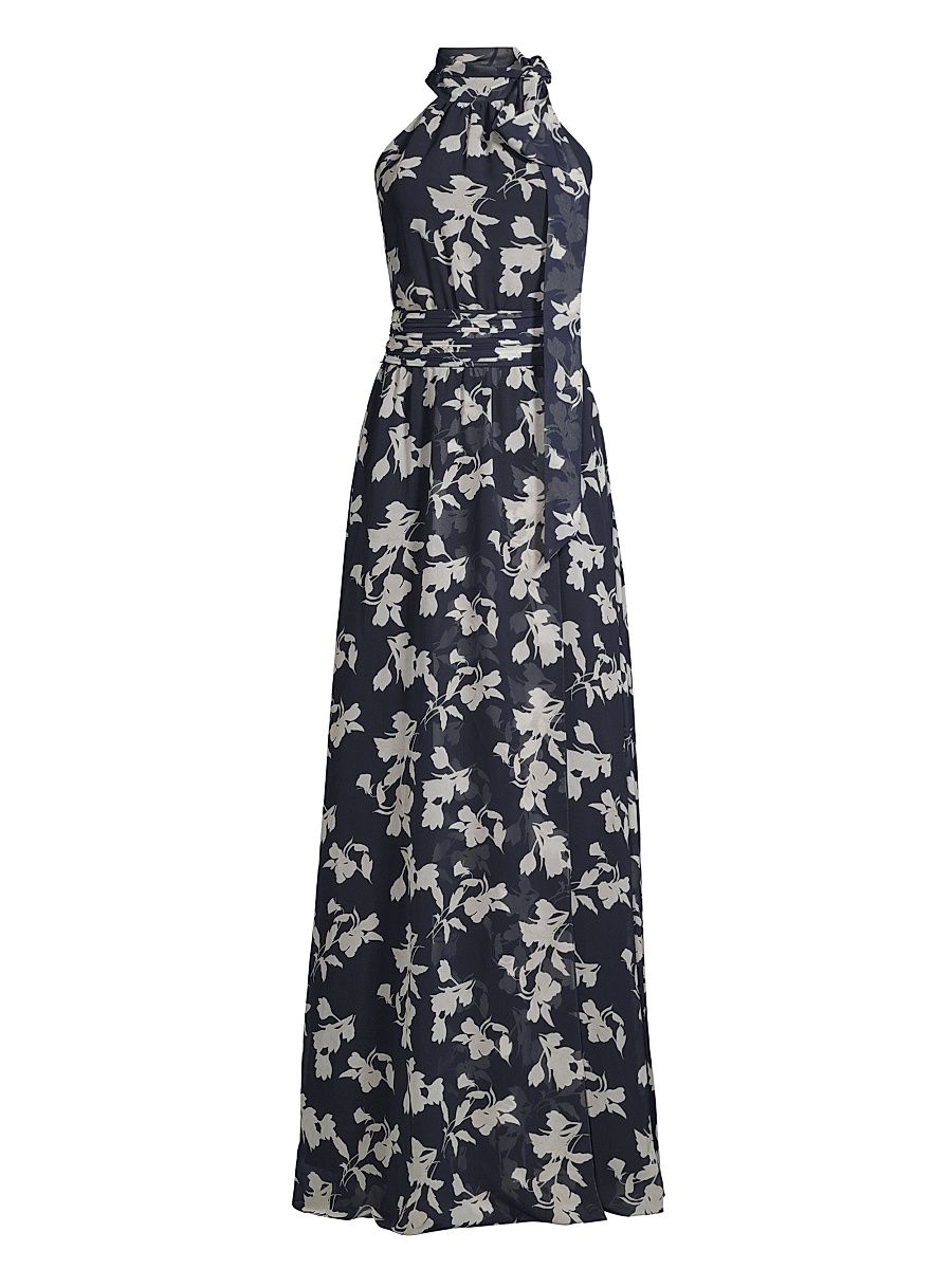 Women's Kayla Floral High-Neck Gown - Navy Venetia Petal - Size 12
