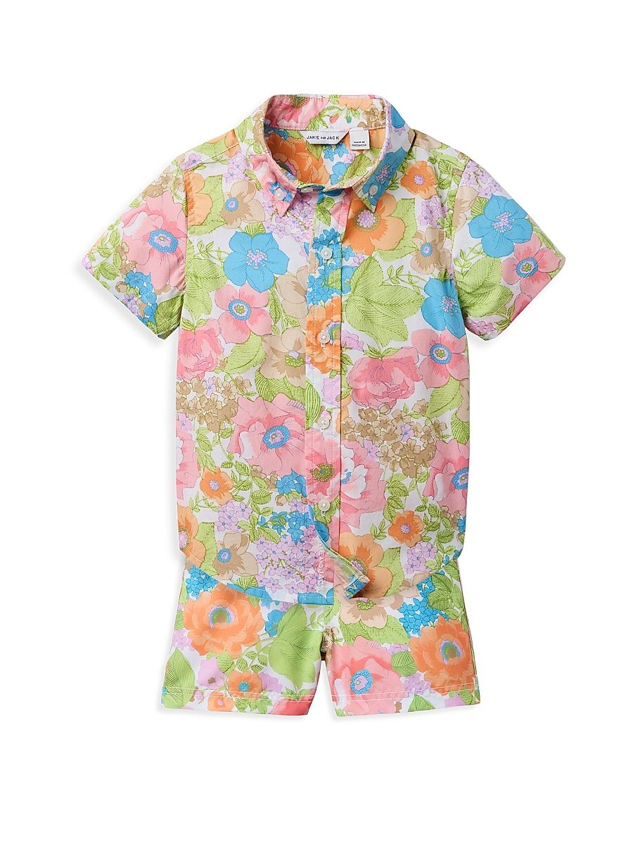 Little Boy's & Boy's Bright Floral Cabana Set - Size 12