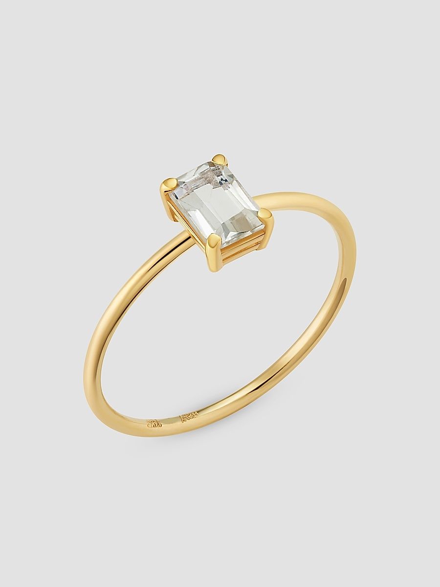 Women's White Topaz Vivid Ring in 14K Yellow Gold - Gold - Size 9