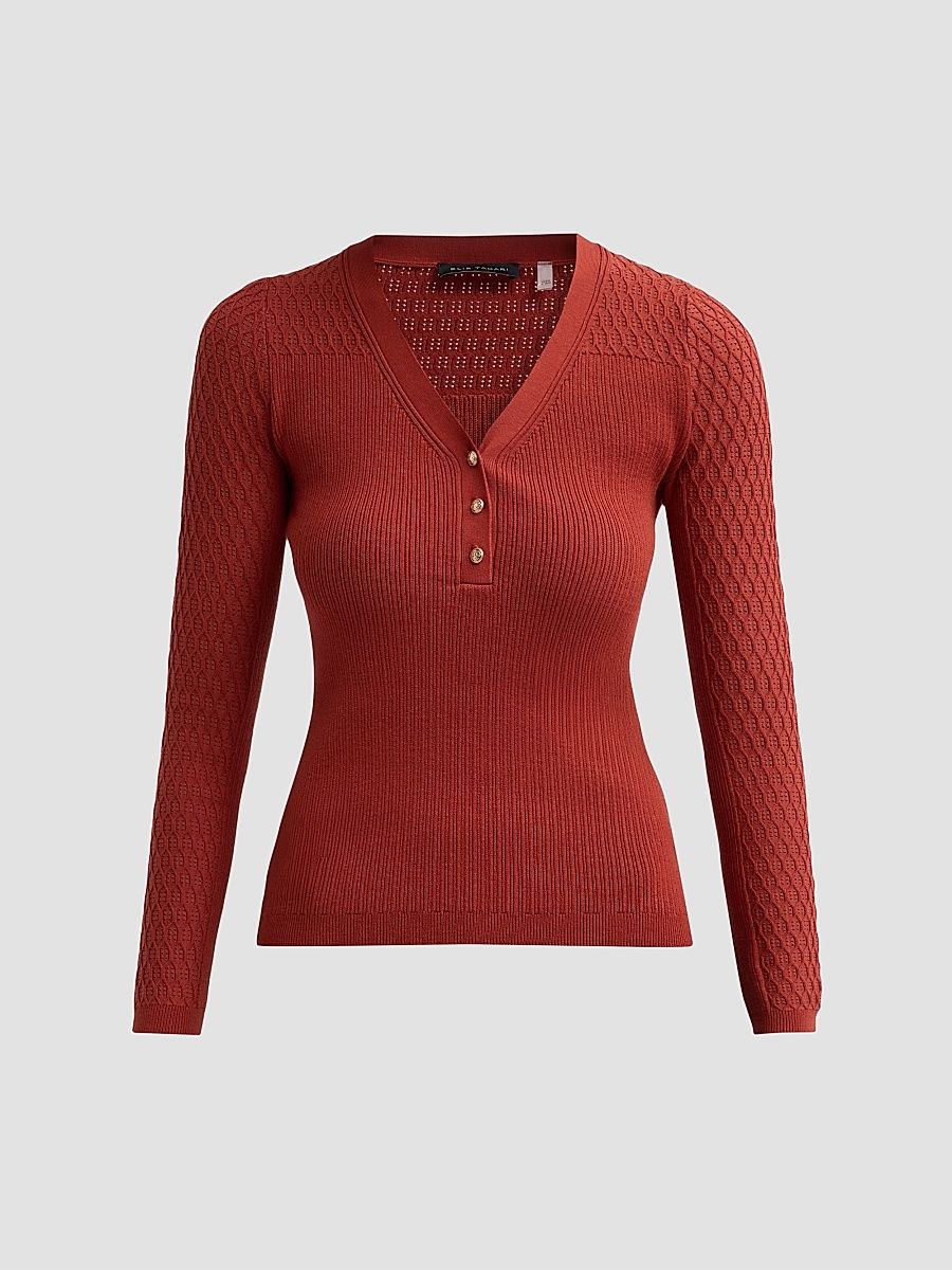 Women's The Yusra Henley Sweater - Toasted Saffron - Size XL