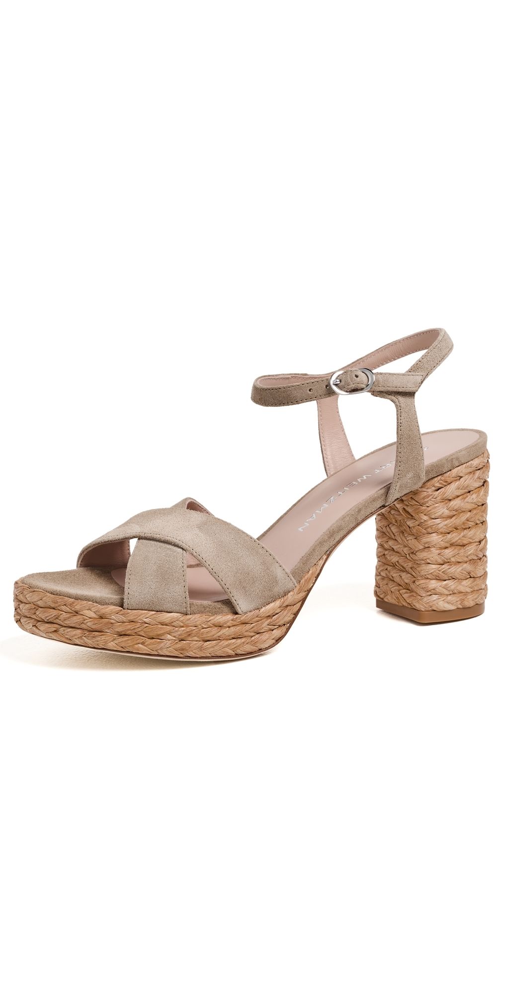 Stuart Weitzman Dayna Platform Sandals Golden Olive/Natural 9.5
