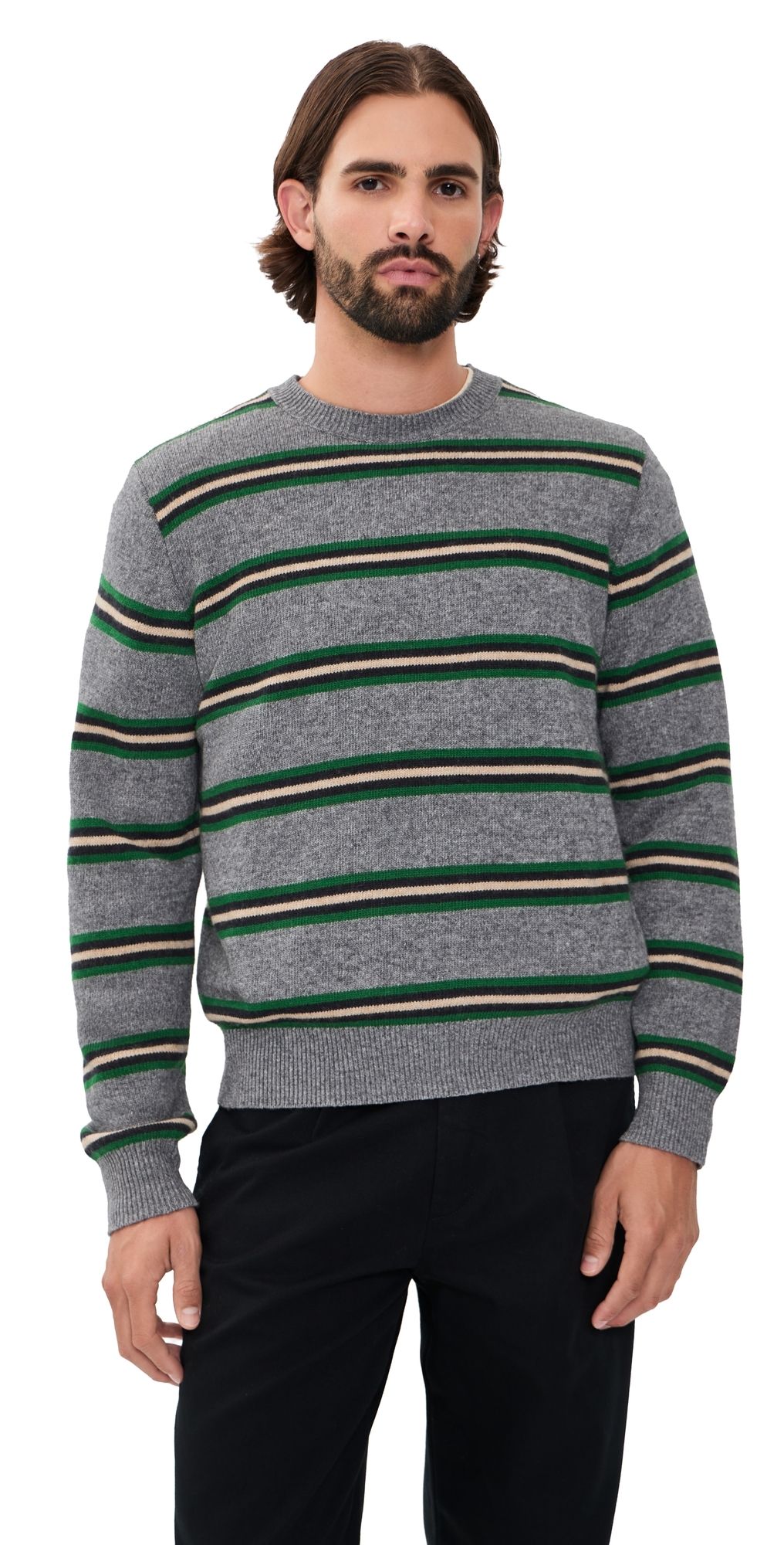 Madewell Frances Stripe Crew Sweater Heather Grey L