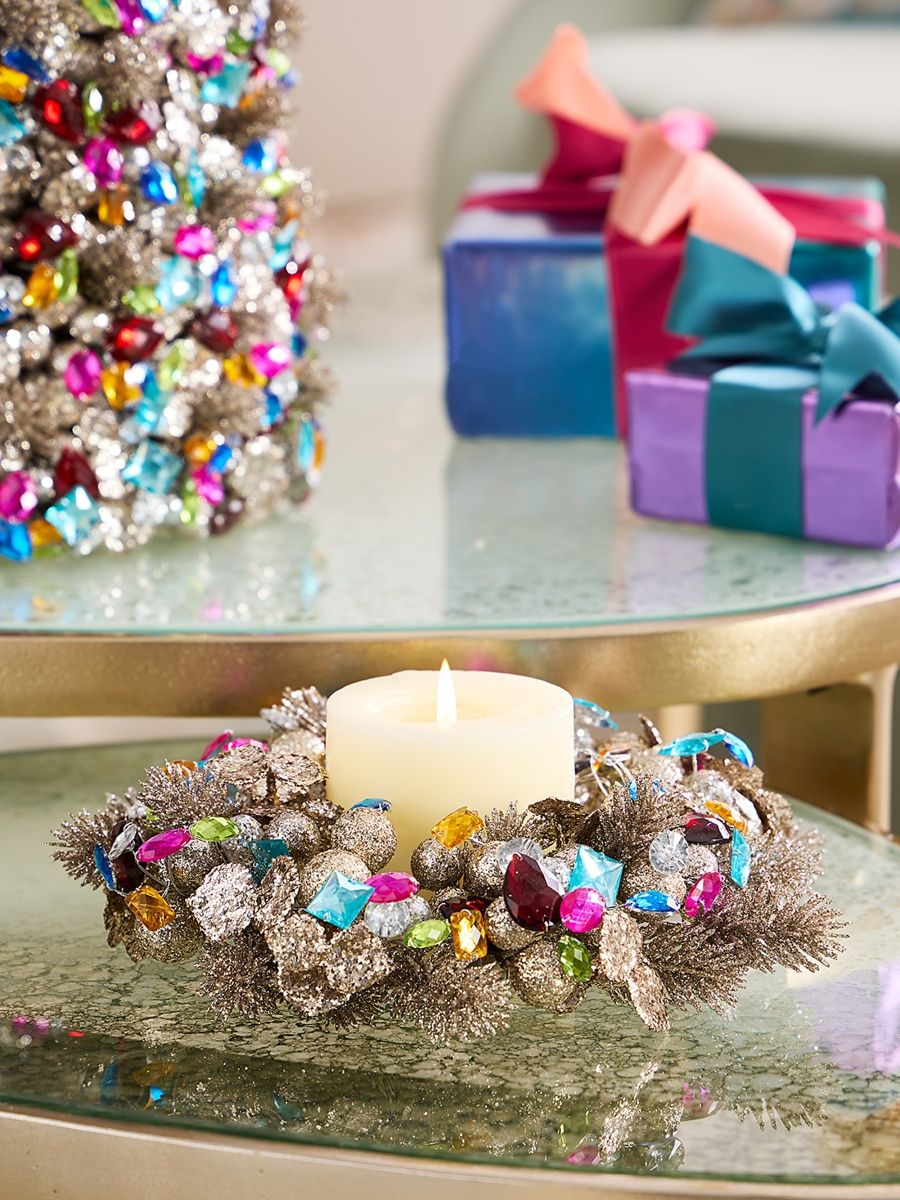 Bright Holiday Candle Wreath