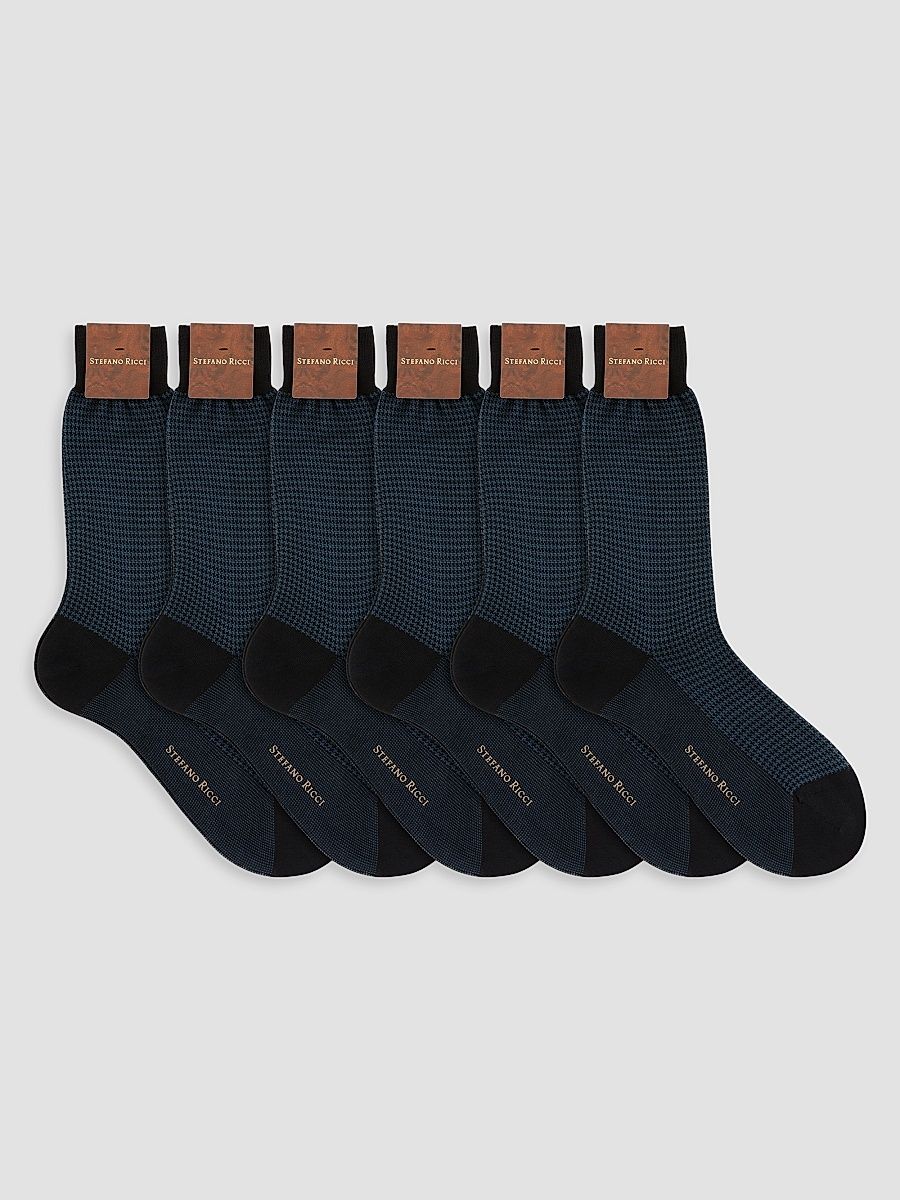 Men's 6-Pack Cotton Socks - Blue - Size Large