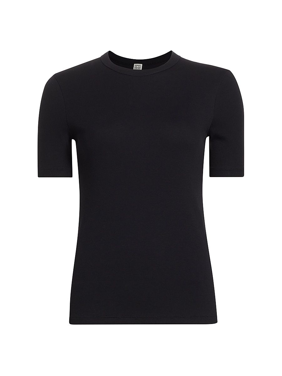 Women's Classic Ribbed Jersey Tee - Black - Size Medium