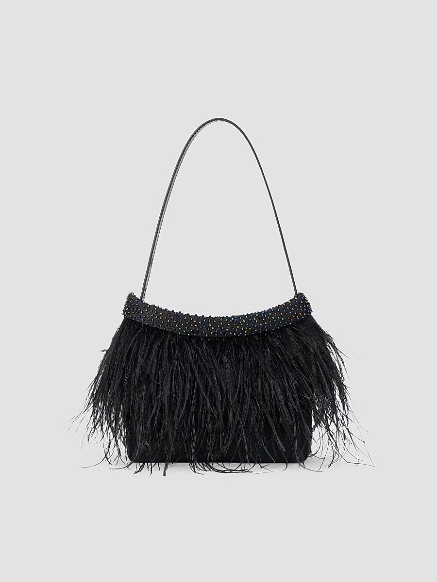 Women's Winslow Beaded Feather Shoulder Bag - Black