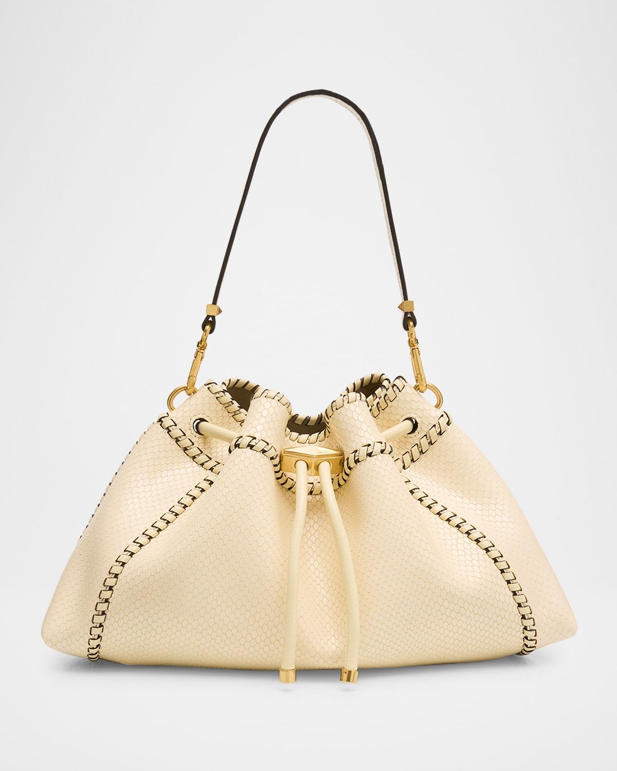 Bon Bon Drawstring Printed Leather Bucket Bag