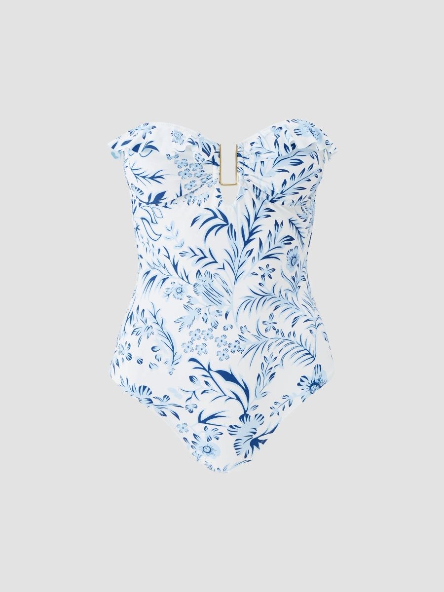 Melissa Odabash Women's Corfu Bandeau One-Piece Swimsuit - Jardin - Size 12