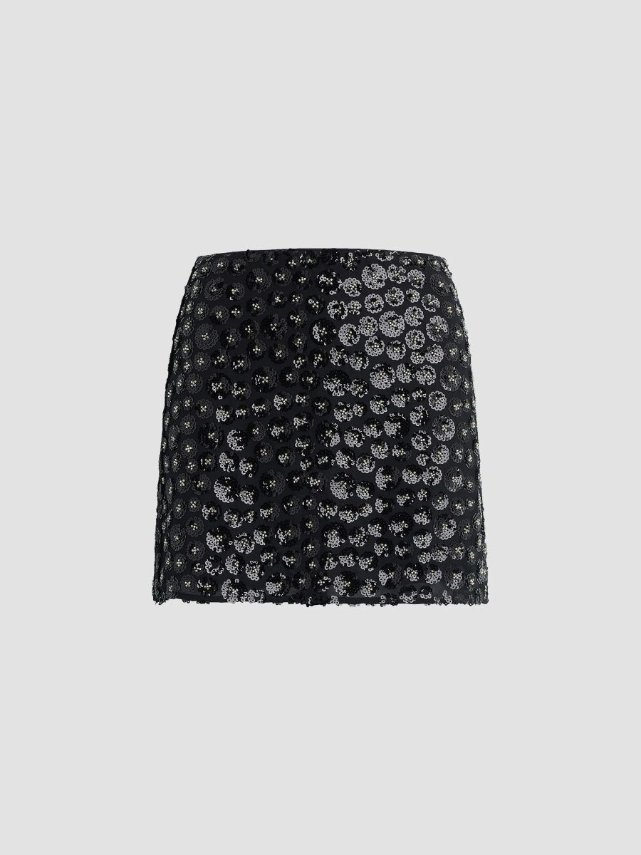 Favorite Daughter Women's The Last Song Sequin Mini Skirt - Black Sparkle - Size 8