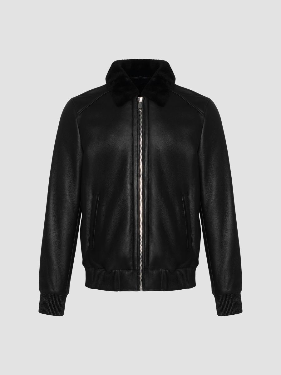 Gorski Men's Merino Shearling Lamb Jacket - Black - Size Large