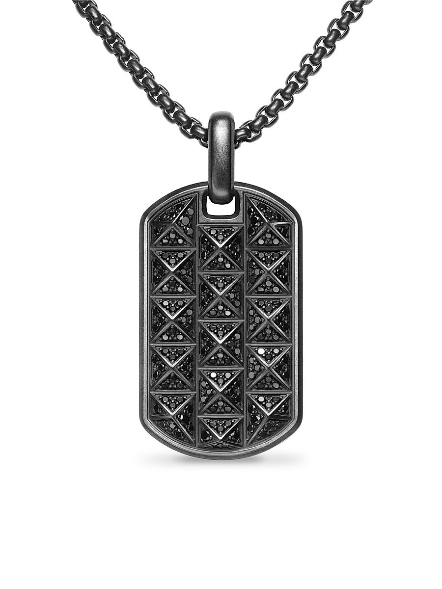Men's Pyramid Tag in Black Titanium with Black Diamonds, 35MM - Black Diamond