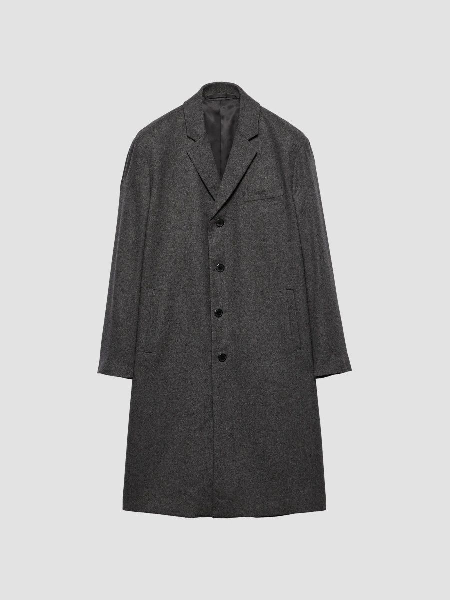 Prada Men's Single-Breasted Cashmere Coat - Grey - Size 48