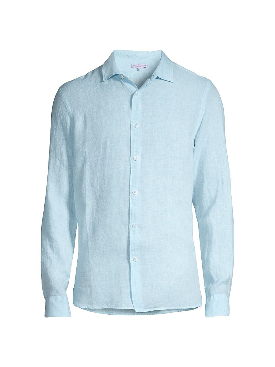 Men's Giles Linen Shirt - Blue - Size XXL