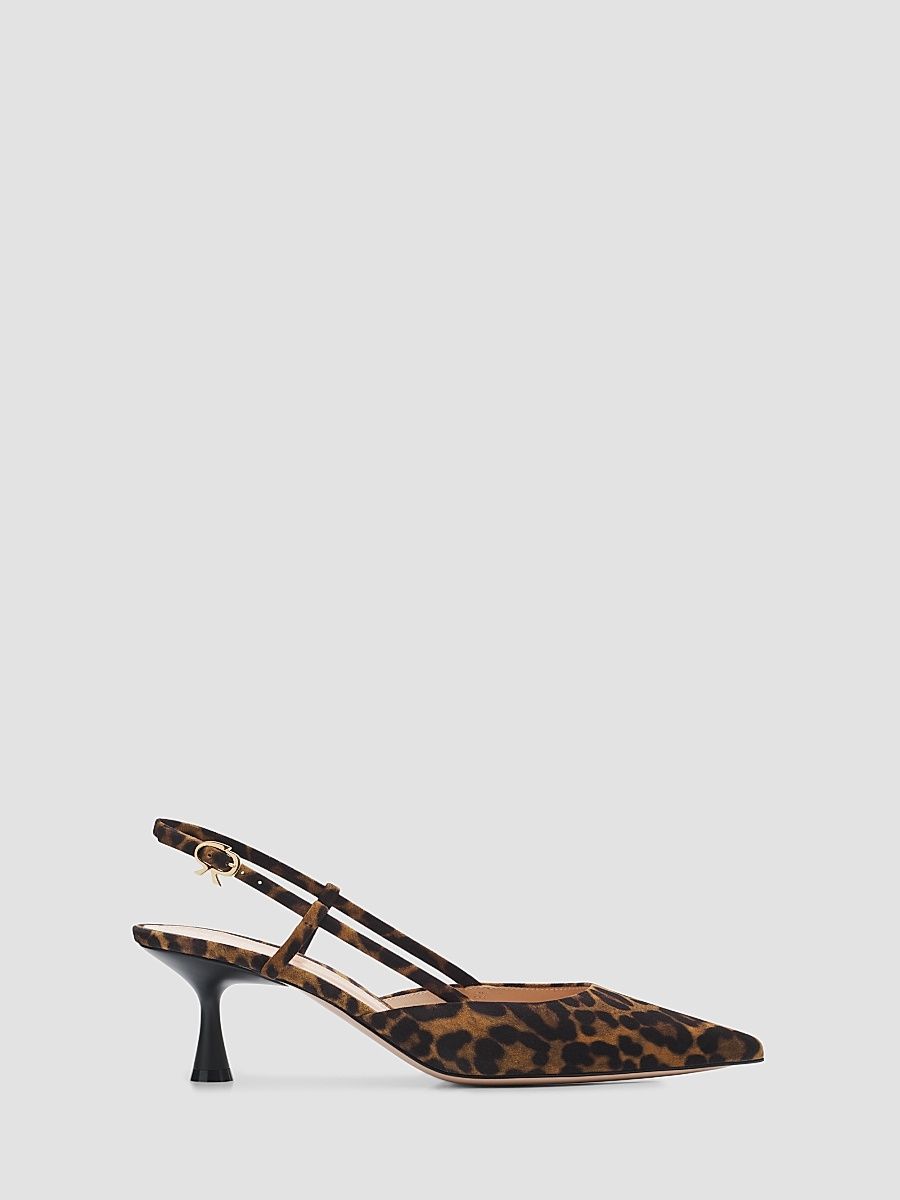 Women's Ascent 55MM Leopard Suede Kitten Heel Slingbacks - Leopard - Size 12