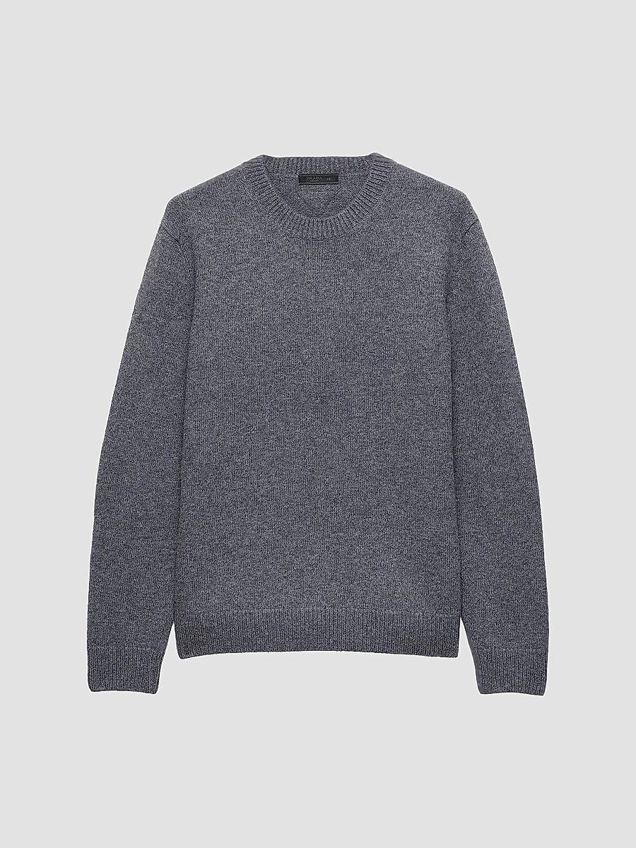 Men's Wool Crewneck Sweater - Grey - Size 48