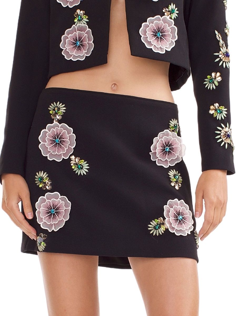Women's Embellished Miniskirt - Black - Size 0