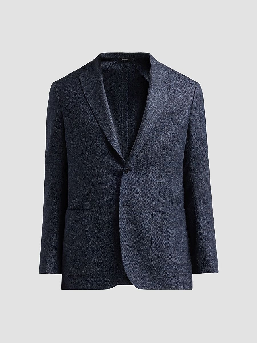 Men's Textured Wool-Silk-Blend Sport Coat - Navy - Size 40