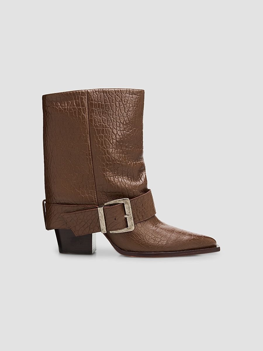 Women's Parker 85MM Buckled Leather Booties - Desert Brown - Size 9