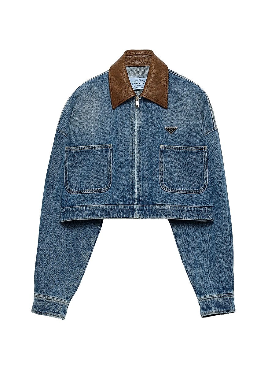 Women's Cropped Denim Jacket - Blue - Size 8