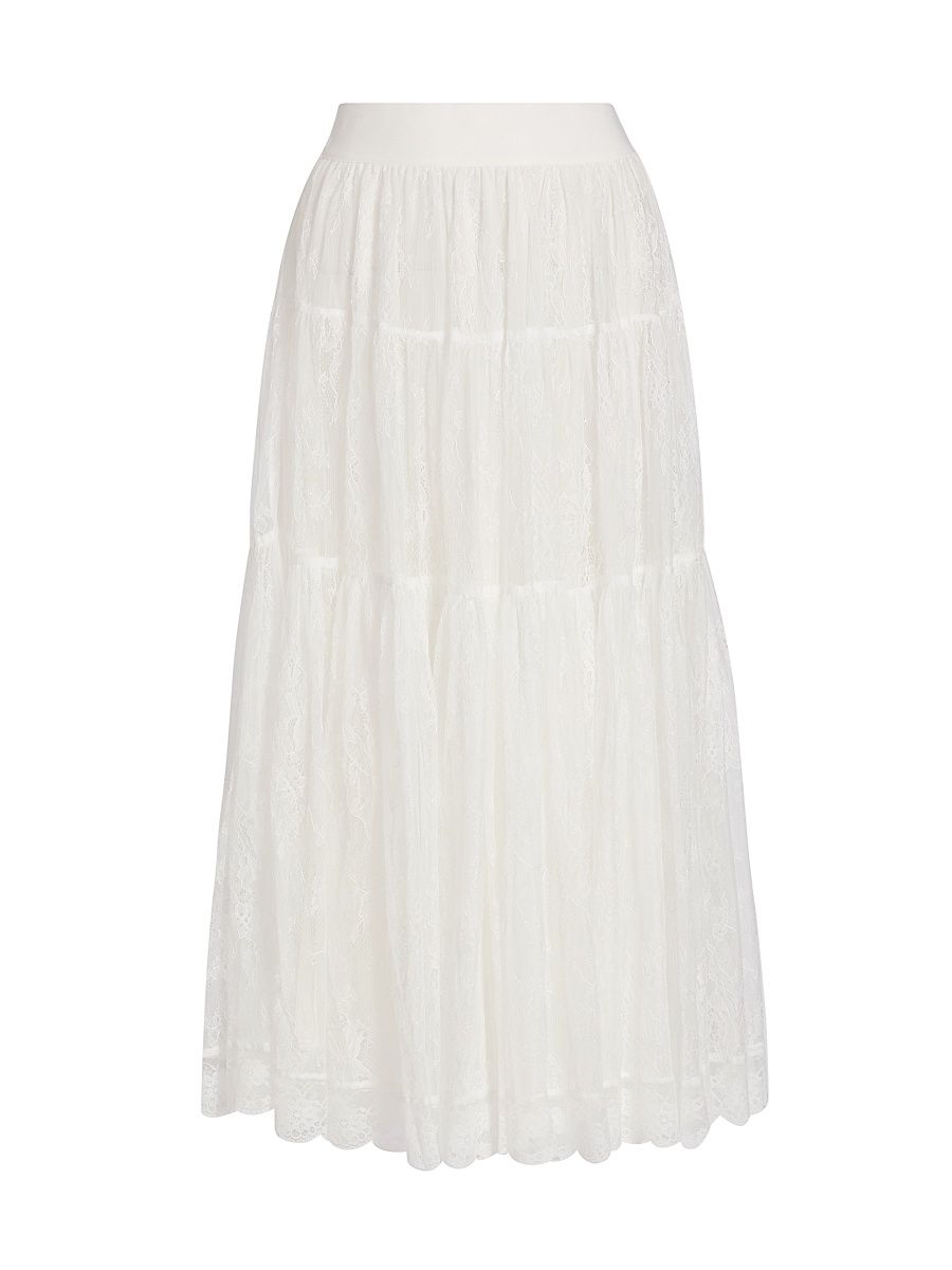 Women's Rosetta Lace Midi-Skirt - White - Size XL