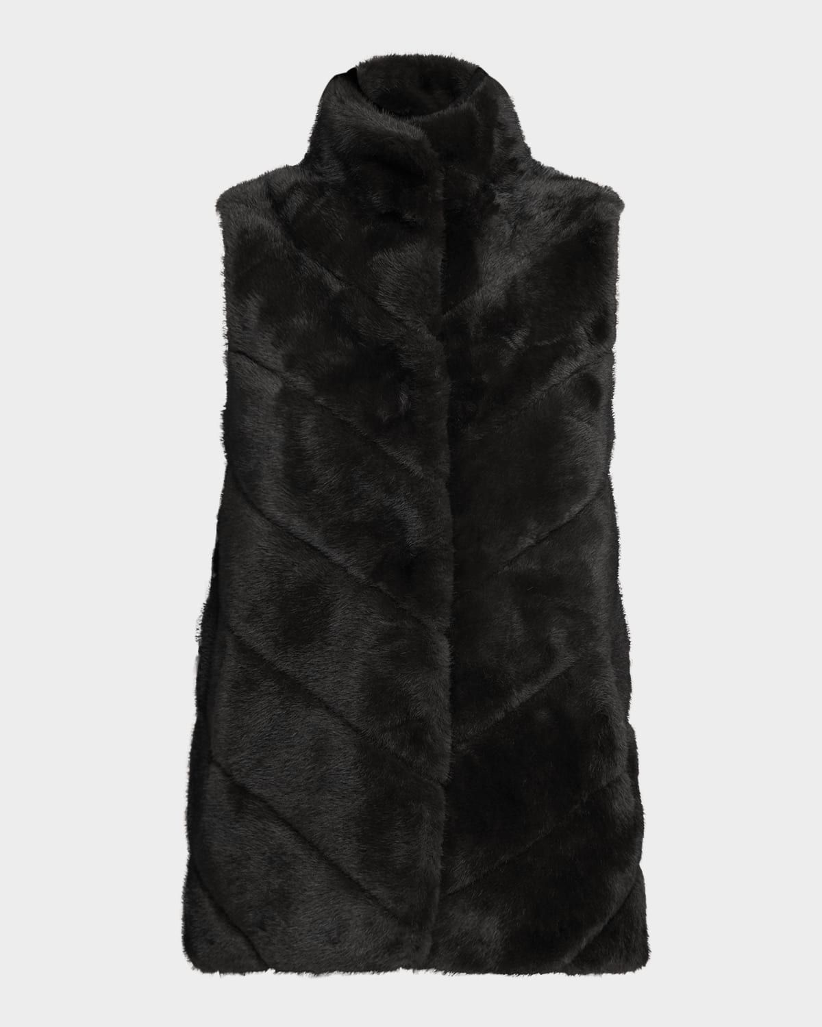 Fur-Free Chevron Faux Mink Vest