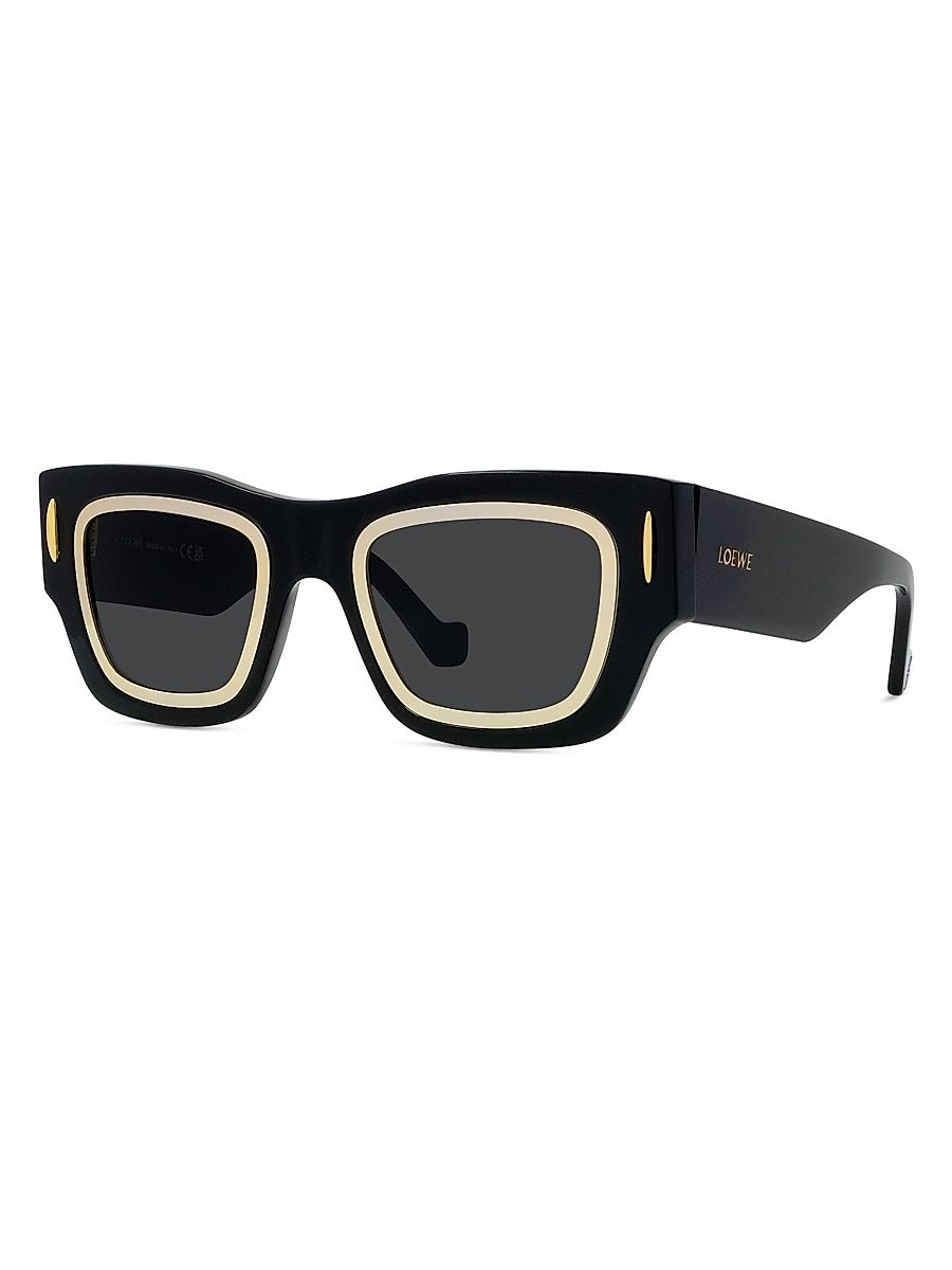Women's Signature 53MM Square Sunglasses - Shiny Black Smoke