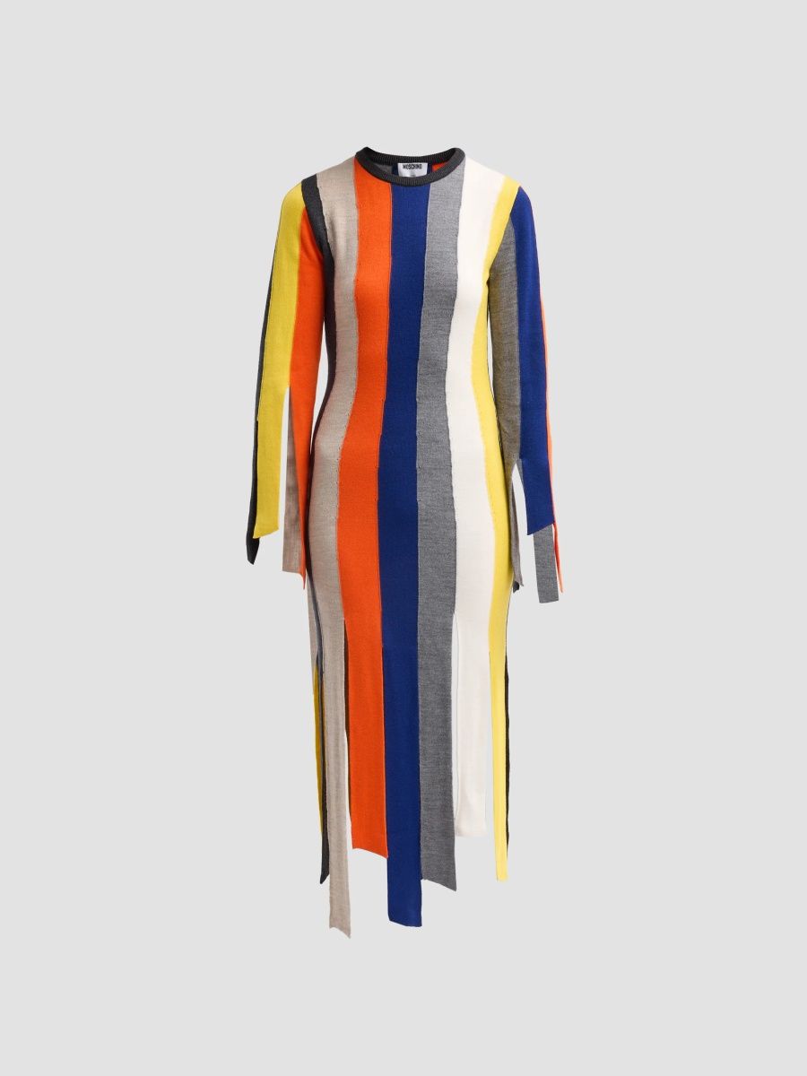 Moschino Women's Striped Merino Wool Sweaterdress - Multi - Size 12