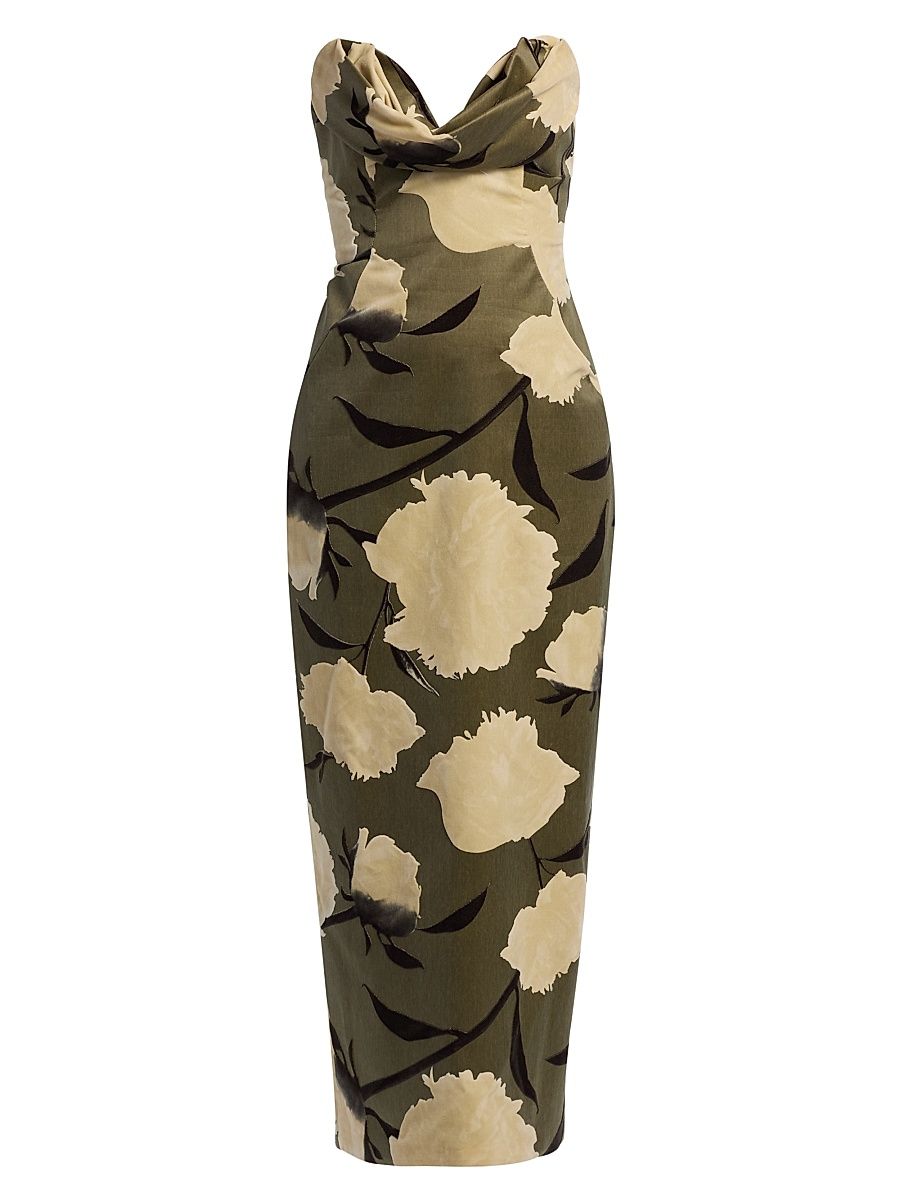 Women's Draped Bust Sheath Cocktail Dress - Brown Multi - Size 16