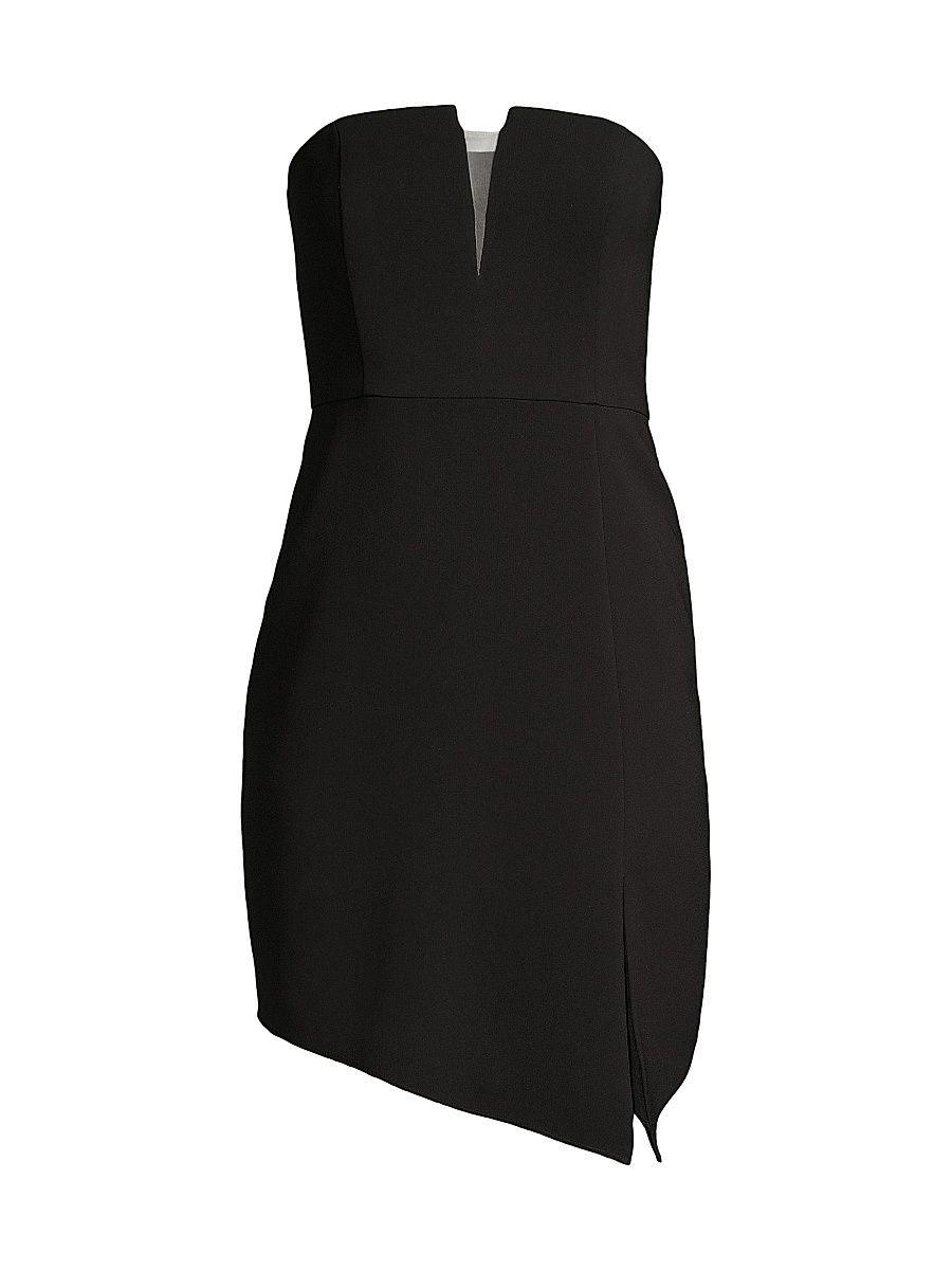 Women's Strapless Twill Cocktail Dress - Black - Size 10