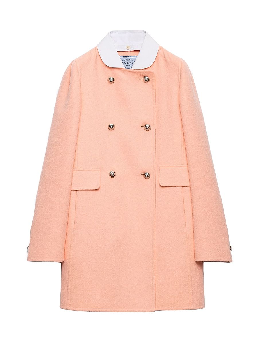 Women's Double-Breasted Lightweight Cashmere Peacoat - Orange - Size 6