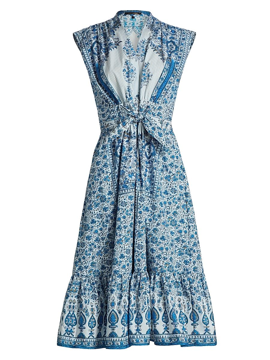 Women's Ali Floral Cotton-Blend Midi-Dress - Ivory Multi - Size XL