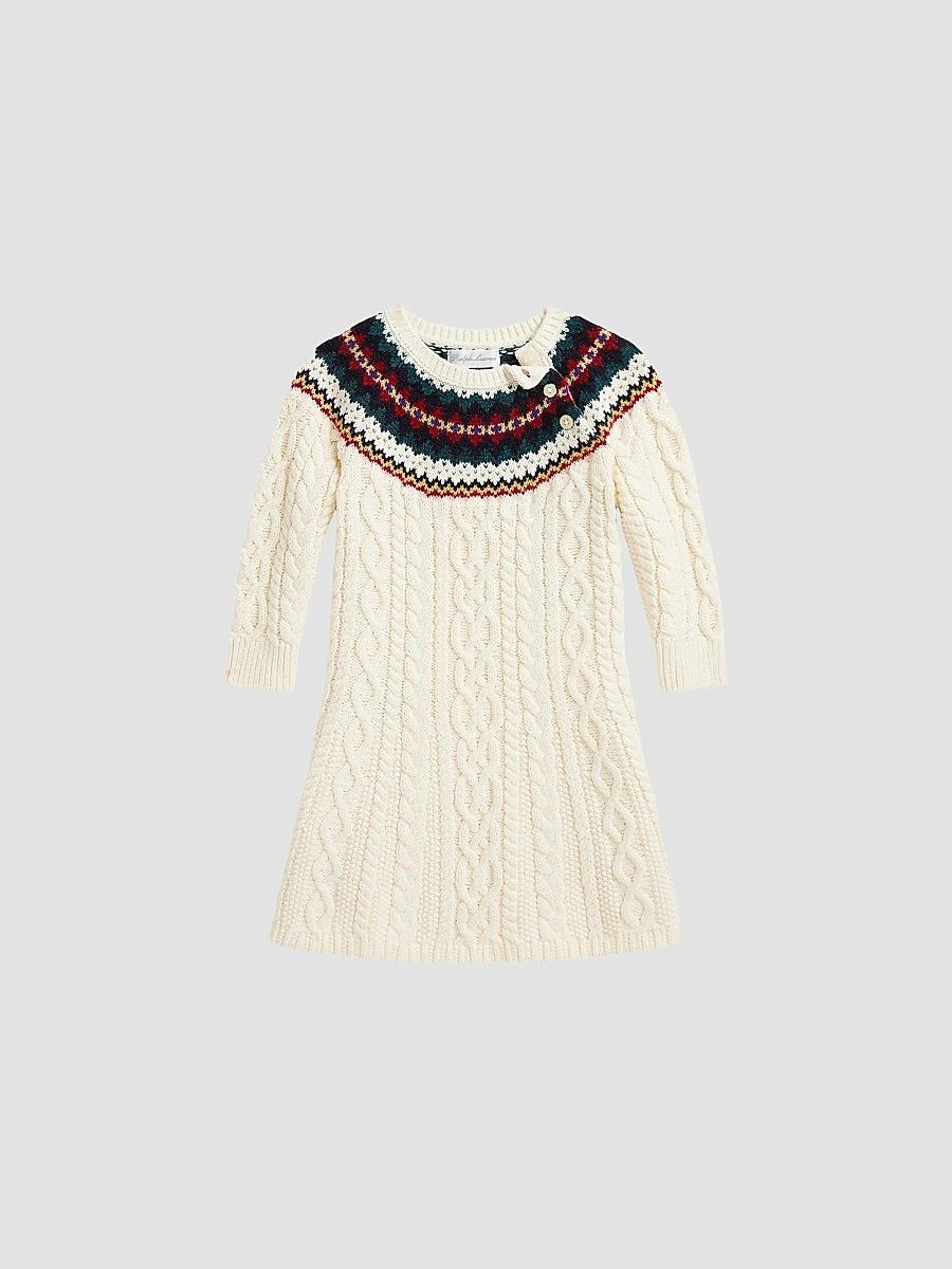 Polo Ralph Lauren Girl's Baby Girl's Fair Isle-Inspired Cotton Sweaterdress - Cream Multi - Size 9 Months