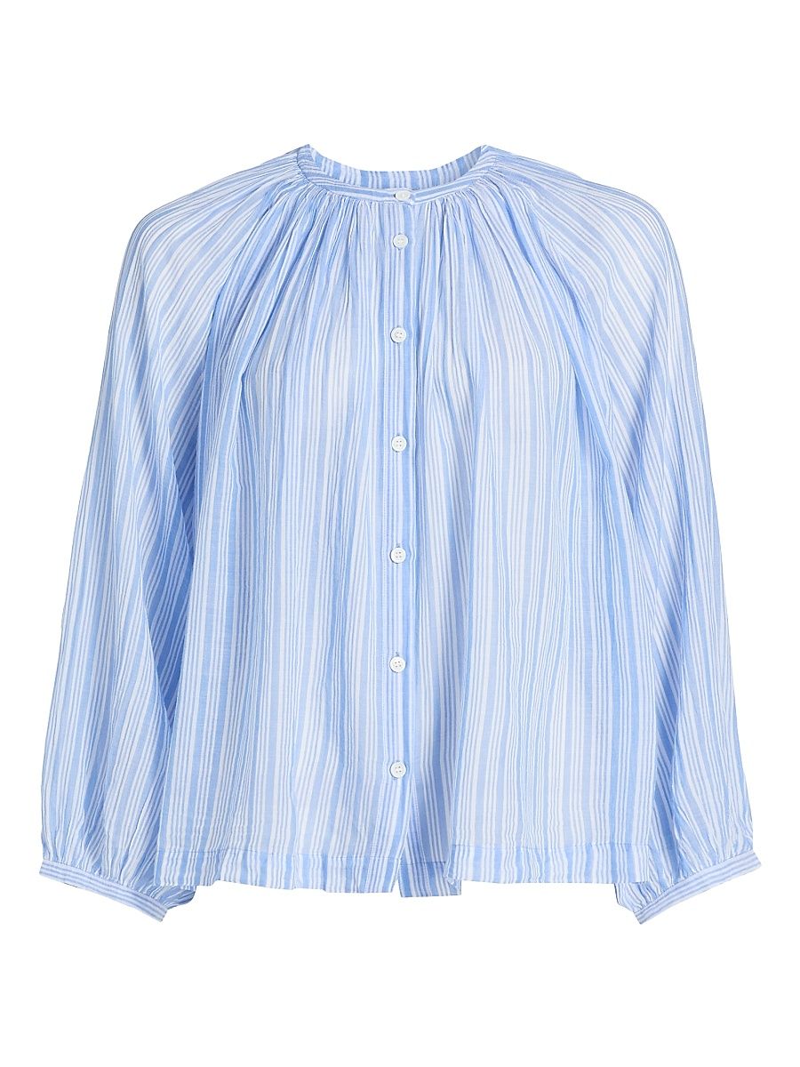 Women's Jonie Striped Cotton Relaxed-Fit Top - Salerno Stripe - Size XS