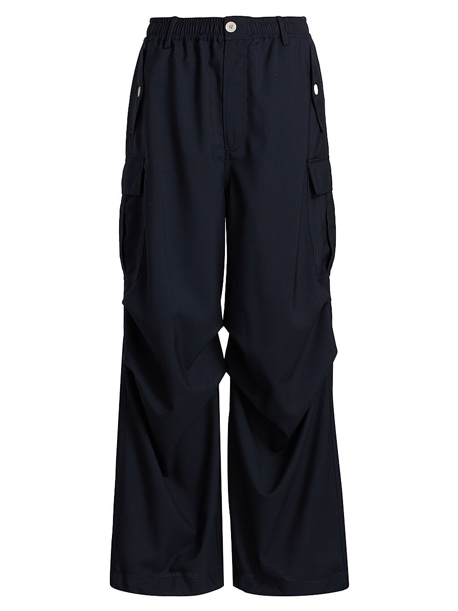 Men's Tropical Wool Cargo Pants - Blue Black - Size 38