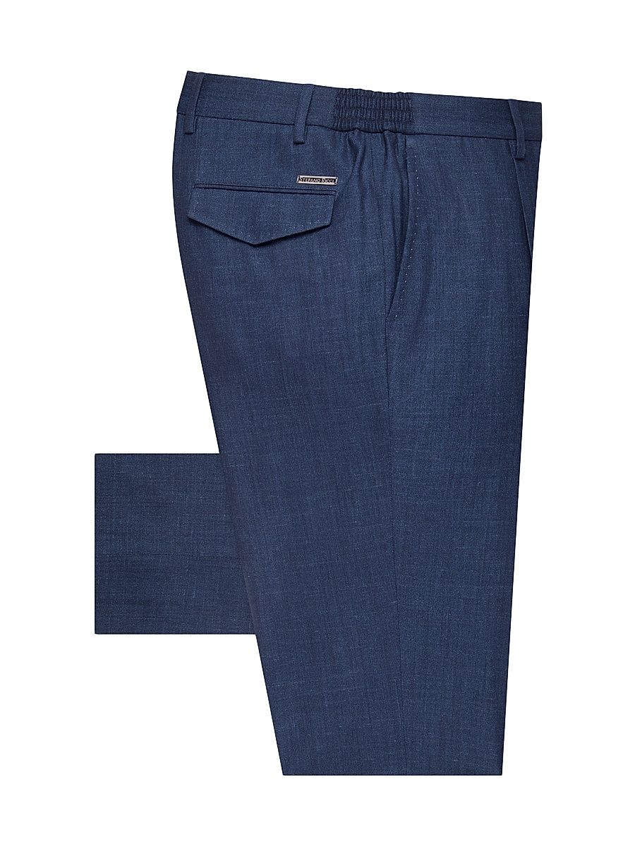 Men's Wool and Silk Blend Trousers - Violet Blue - Size 44