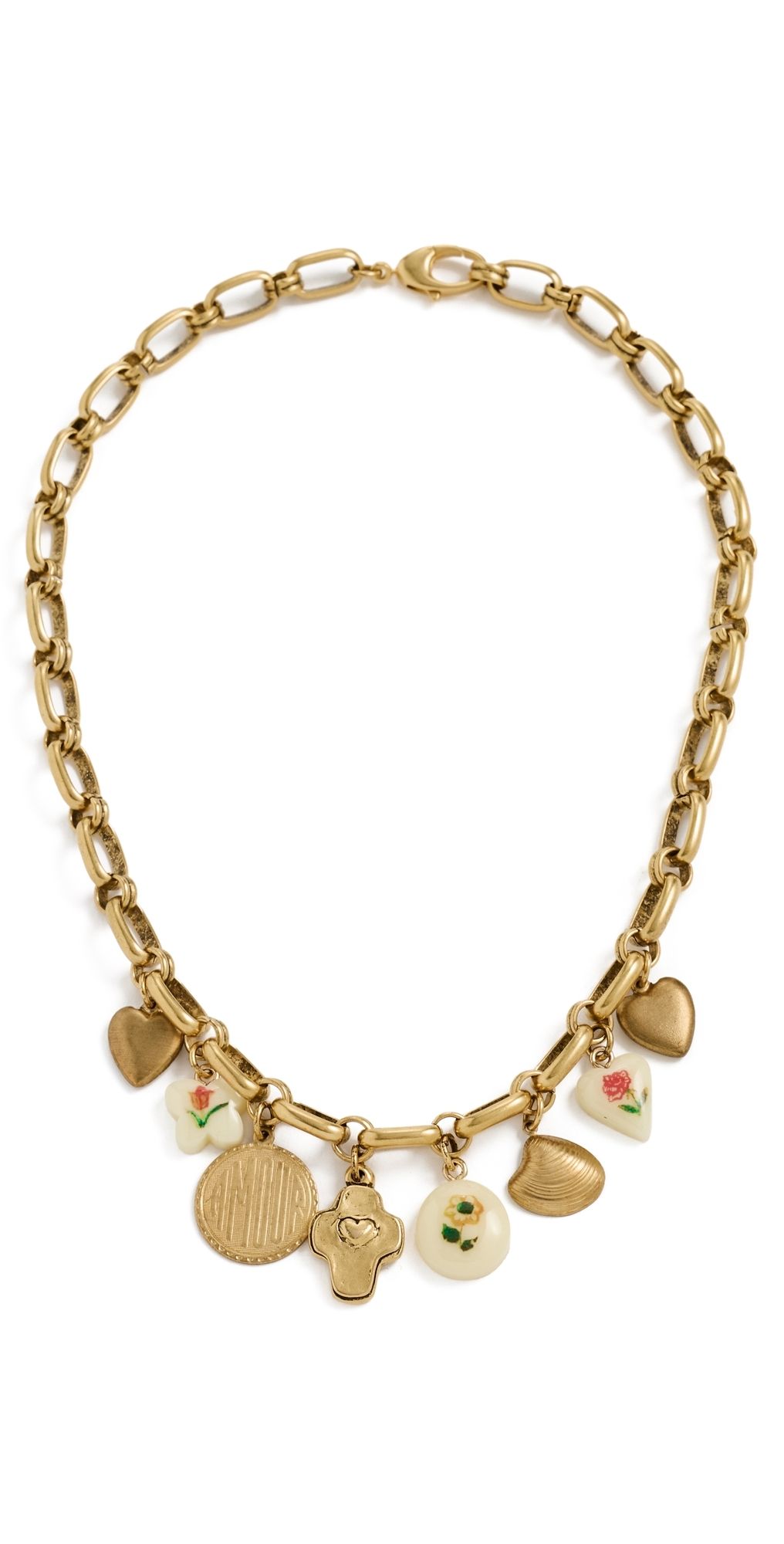 Logan Tay Floral Charm Necklace Gold One Size