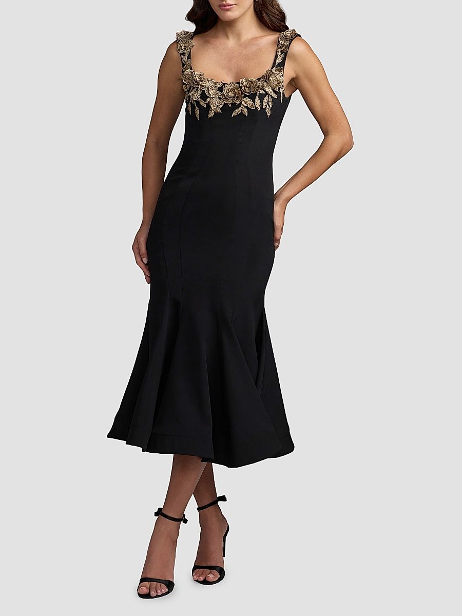 Women's Crepe Mermaid Midi Dress - Black - Size 14