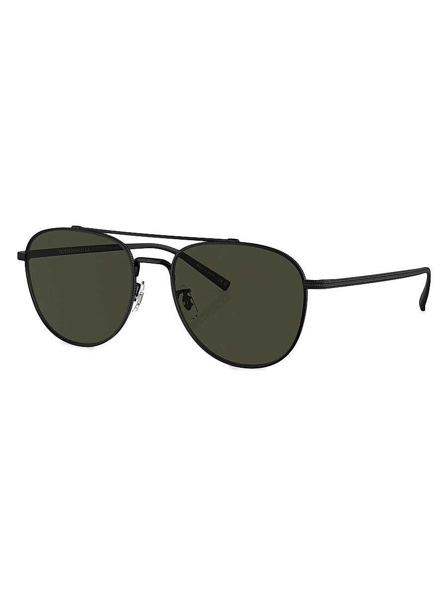 Men's Rivetti 55MM Aviator Sunglasses - Matte Black Dark Grey