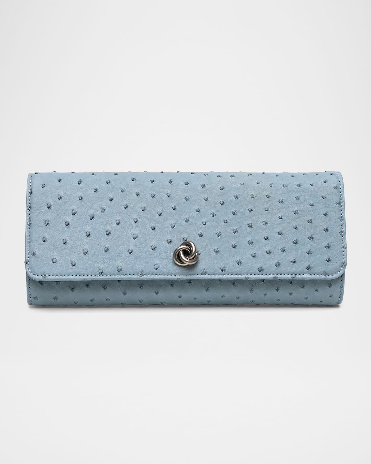 Robbie Ostrich Leather Flap Clutch Bag