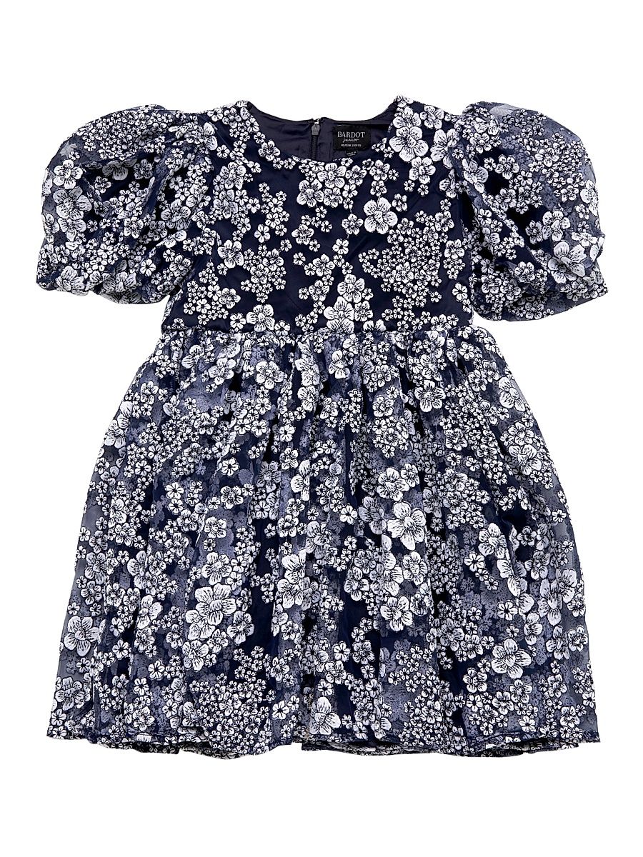 Girl's Roisin Floral Voluminous Dress - Navy Floral - Size 14