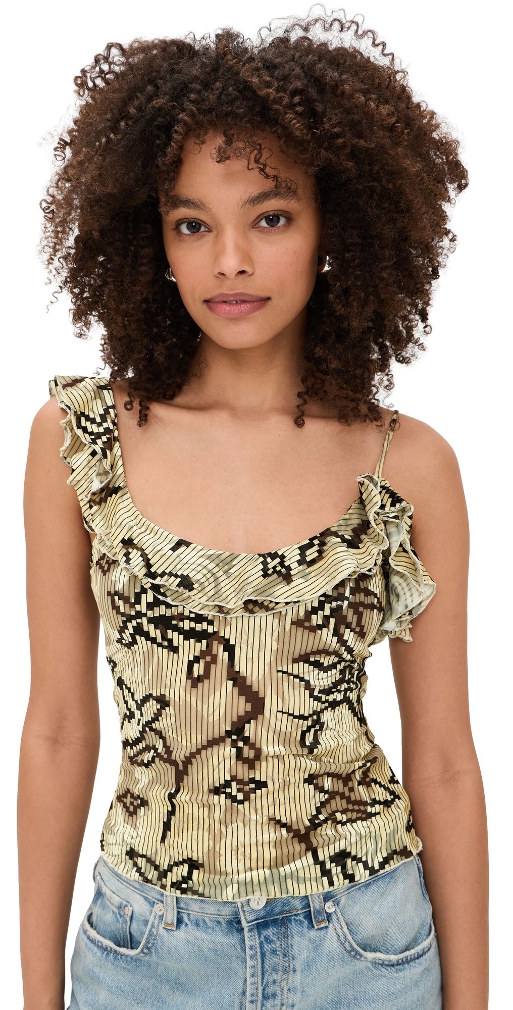 SIEDRES Arla Top Ecru/Brown XXS