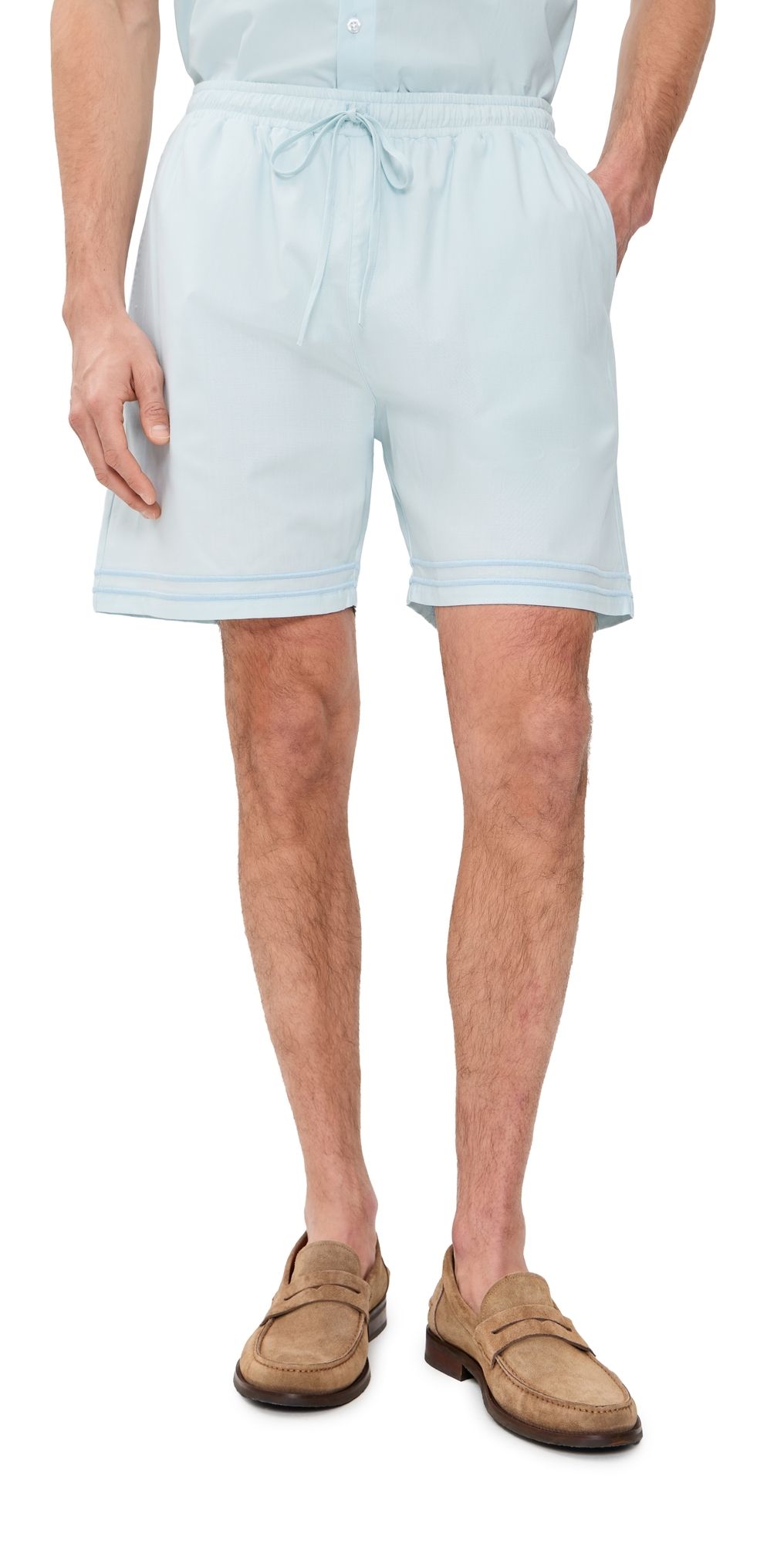 Fanm Mon Samet Embroidered Linen Shorts Blue XL