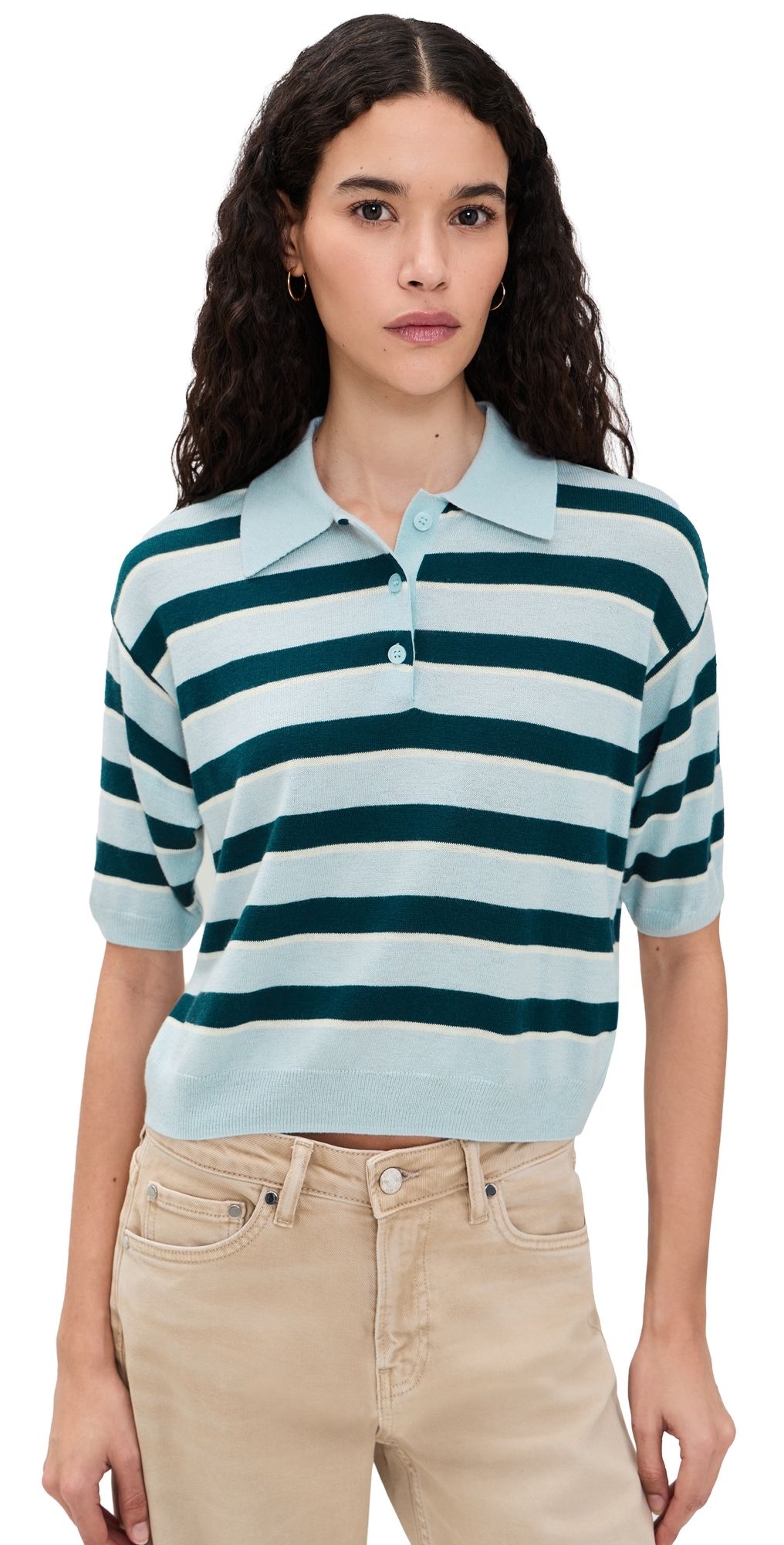 ASTR the Label Scottie Polo Sweater Blue Stripe M