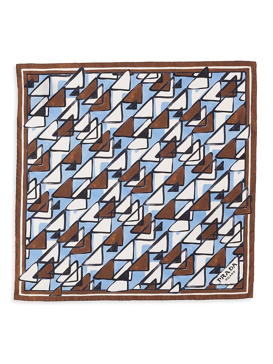 Women's Printed Silk Twill 55CM Square Scarf - Blue