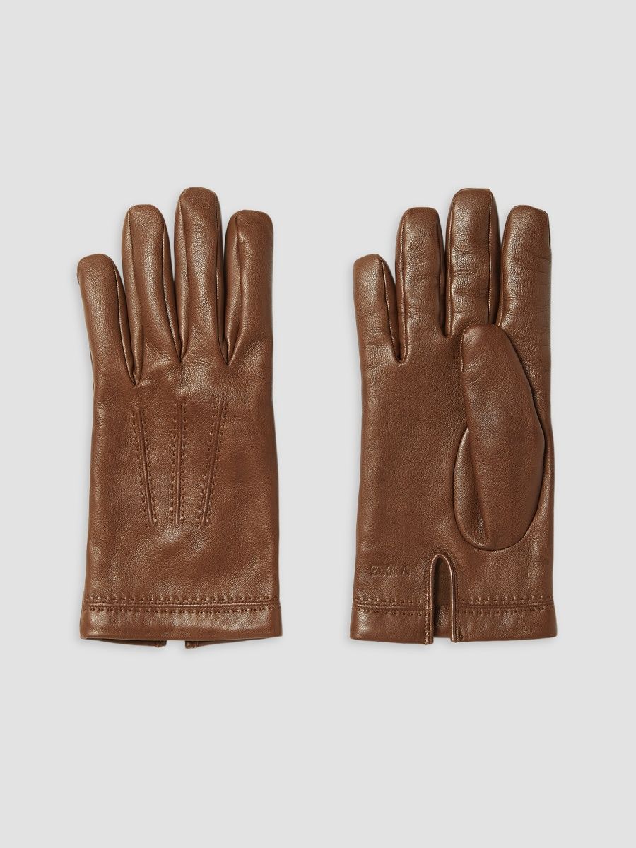 ZEGNA Men's Leather Gloves - Dark Brown - Size XL