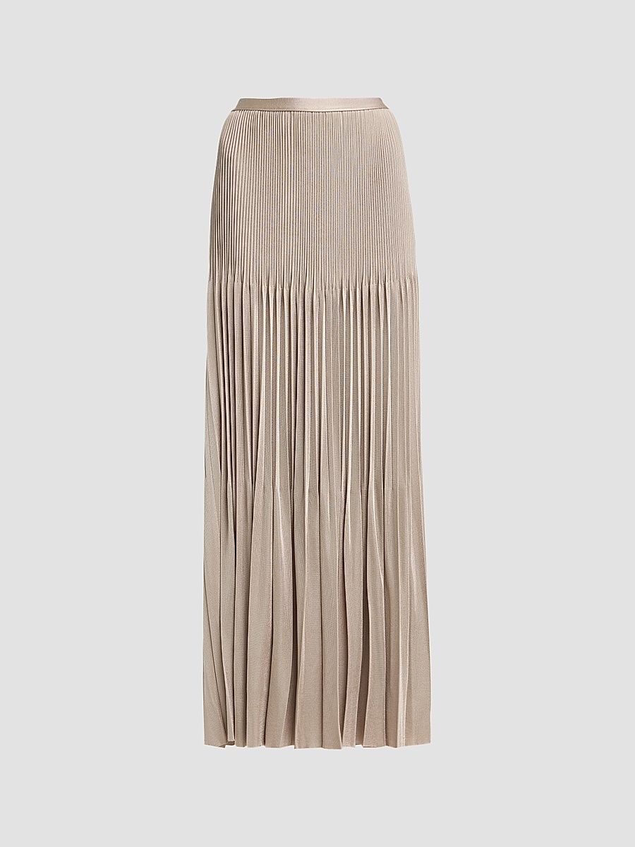 Women's Plissé Maxi Skirt - Solid Light Beige - Size 4
